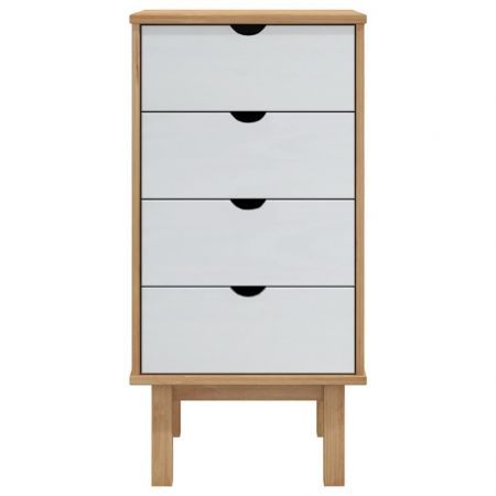 Drawer Cabinet OTTA Brown&White 45x39x90cm Solid Wood Pine