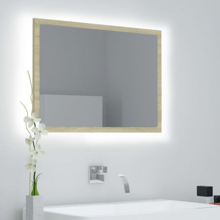 LED Bathroom Mirror Sonoma Oak 60x8.5x37 cm Acrylic