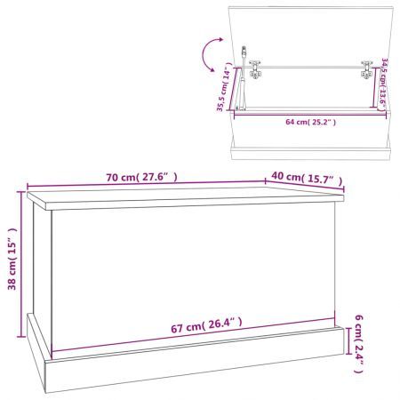 Storage Box Concrete Grey 70x40x38 cm Engineered Wood