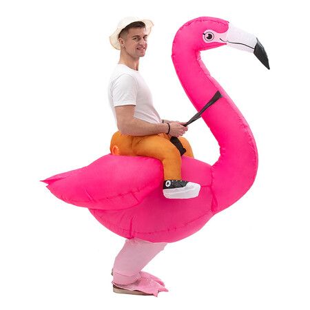 Halloween Inflatable Flamingo Costume,Funny Halloween Blow Up Costume,Christmas Costume, Suitable for Height 150-190 CM