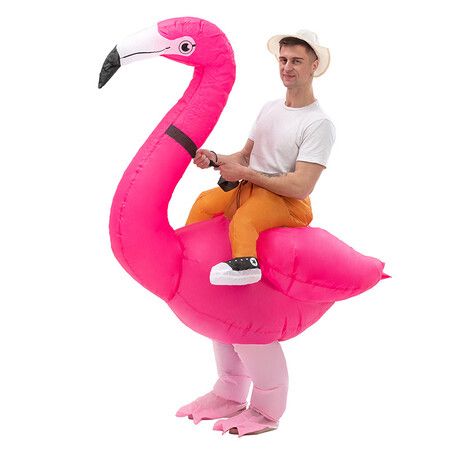 Halloween Inflatable Flamingo Costume,Funny Halloween Blow Up Costume,Christmas Costume, Suitable for Height 150-190 CM