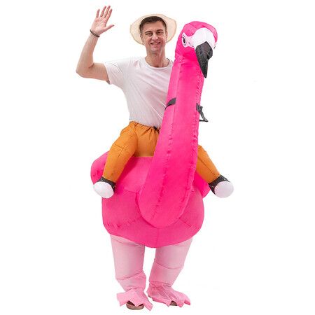 Halloween Inflatable Flamingo Costume,Funny Halloween Blow Up Costume,Christmas Costume, Suitable for Height 150-190 CM