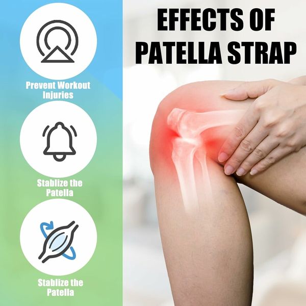 2 Pcs Patellar Tendon Support Strap, Silicone Patellar Tendon Band for Patellar Tendonitis Knee