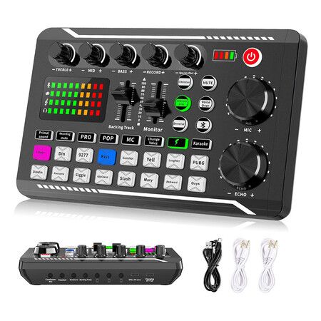 Live Sound Card Audio Mixer, Podcast Audio Interface with DJ Mixer Effects, Voice Changer with Sound Effects for Karaoke