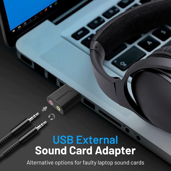 USB External Stereo Sound Adapter for Windows and Mac, Plug and Play No Drivers Needed