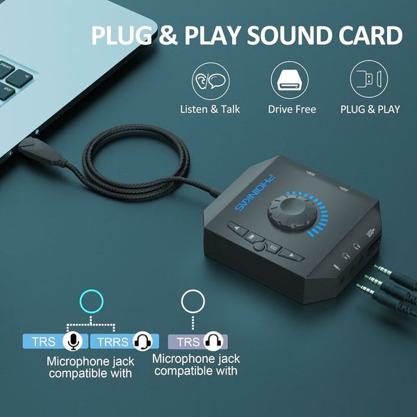 External Sound Card, USB Audio Adapter for PC Windows, Mac, Linux, Laptops, Desktops, Stereo Sound Card