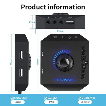 External Sound Card, USB Audio Adapter for PC Windows, Mac, Linux, Laptops, Desktops, Stereo Sound Card