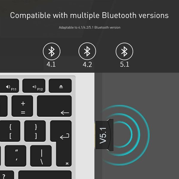 2 Pcs Bluetooth Adapter for PC,  USB Bluetooth Adapter 5.1 EDR, Bluetooth Dongle Wireless Bluetooth Receiver for Desktop, Laptop, Speaker, Mouse, Keyboard, Headphones Support Windows