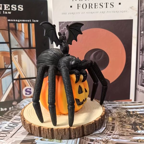 Halloween Spider Resin Statue, Horror Tabletop Statue, Gothic Figurines for Bookshelves, Bedroom, Home