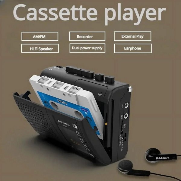 Portable Cassette Player and Tape Cassette Recorder with Built in Microphone