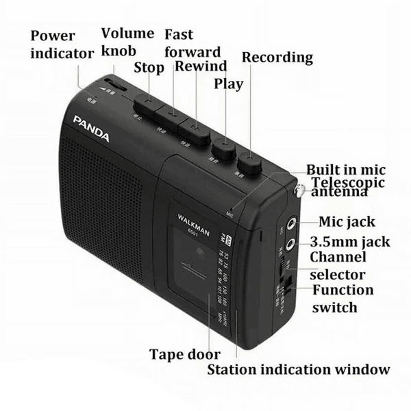 Portable Cassette Player and Tape Cassette Recorder with Built in Microphone