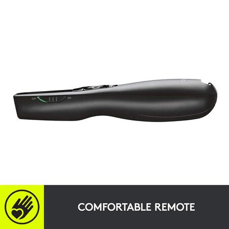 Professional Presenter R800, Wireless Presentation Clicker Remote with Green Laser Pointer and LCD Display , Black