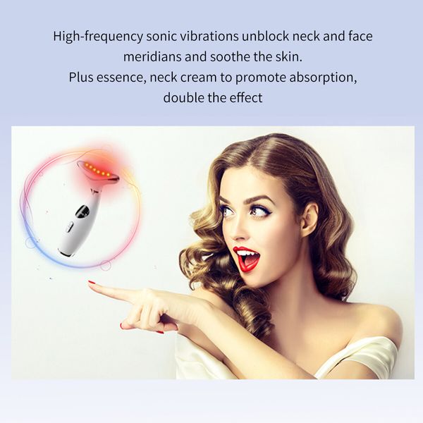 Neck Face Massager, 3 Colour Modes and Vibration Facial Massager, Face Sculpting Tool for Double Chin and Skin Care