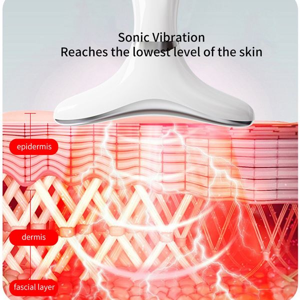 Neck Face Massager, 3 Colour Modes and Vibration Facial Massager, Face Sculpting Tool for Double Chin and Skin Care