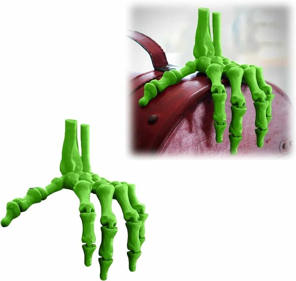 Green 3D Printed Skeleton Hand Realistic Movable Halloween Finger Bones for Party Decorations Gift