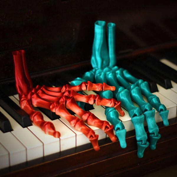 Blue 3D Printed Skeleton Hand Realistic Movable Halloween Finger Bones for Party Decorations Gift