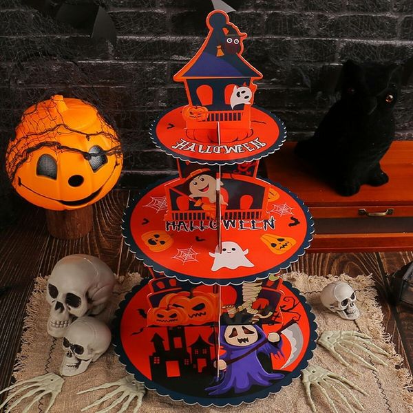 Set of 2 Halloween Pumpkin Themed 3 Tier Cupcake Stands Multi-Tier 3D Paper DIY Dessert Towers for Parties Weddings and Events