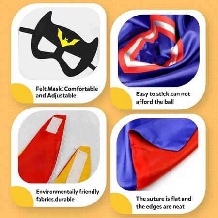 Superhero Capes and Masks Dress up Costumes Christmas Cosplay Festival Birthday Party Favors for Kids  5 cloaks  wristbands eye masks bag