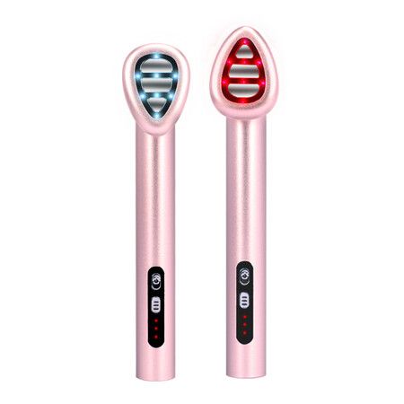 LED Light Wand for Face and Neck - Microcurrent Facial Device for Anti-Aging - Face & Eye Massager Skincare(Pink)