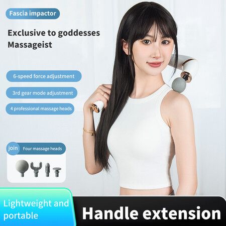 Massage Gun with Upgraded Extended Handle, U-Shaped Back Massager   Deep Tissue with LED Screen, 3 Modes & 6 Speed Levels