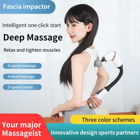 Massage Gun with Upgraded Extended Handle, U-Shaped Back Massager   Deep Tissue with LED Screen, 3 Modes & 6 Speed Levels