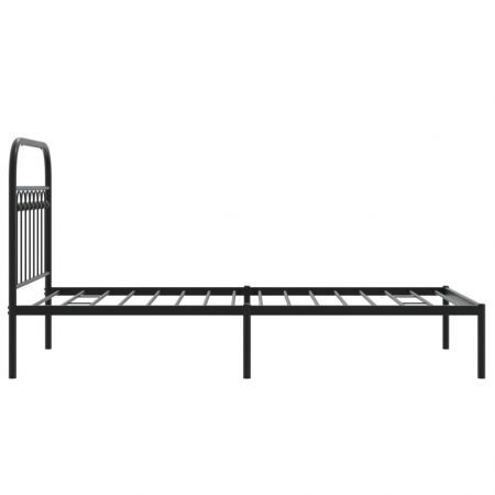 Metal Bed Frame with Headboard Black 90x190 cm