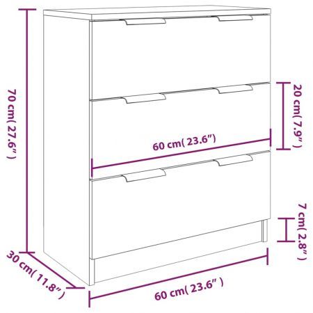 3 Piece Sideboards White Engineered Wood