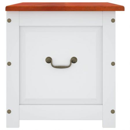 Storage Chest with Lid Brown and White Solid Wood Acacia