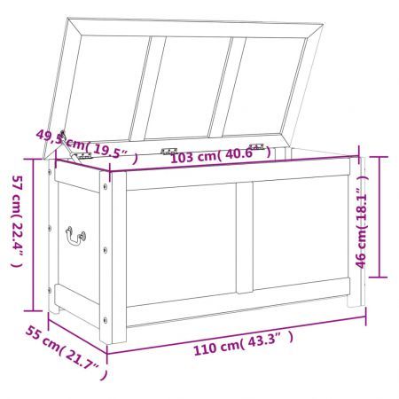 Storage Chest with Lid Brown and White Solid Wood Acacia