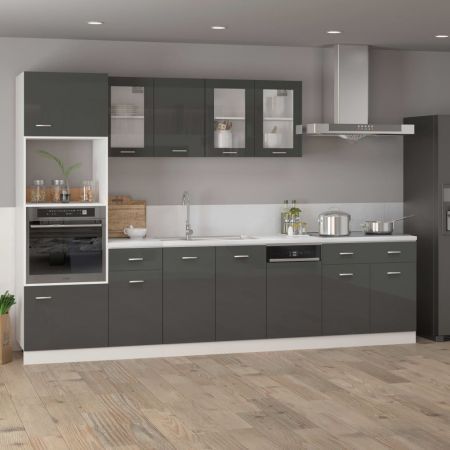 Dishwasher Panel High Gloss Grey 45x3x67 cm Engineered Wood