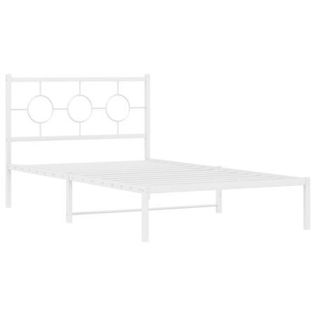 Metal Bed Frame with Headboard White 107x203 cm