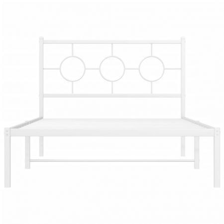 Metal Bed Frame with Headboard White 107x203 cm