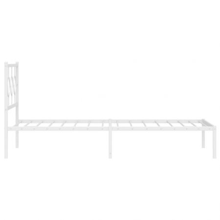 Metal Bed Frame with Headboard White 107x203 cm