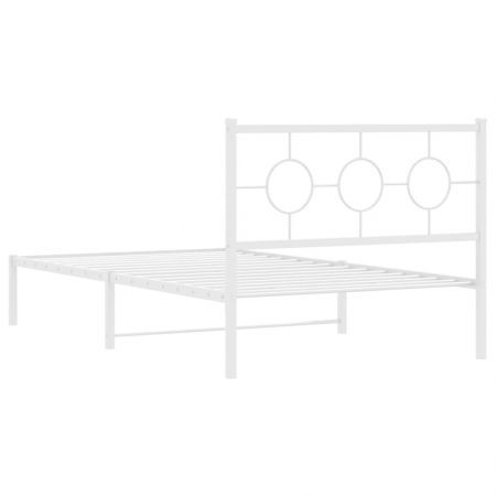 Metal Bed Frame with Headboard White 107x203 cm