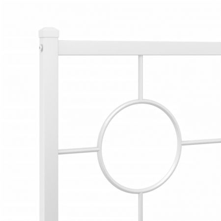 Metal Bed Frame with Headboard White 107x203 cm