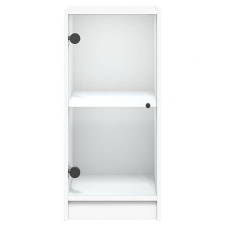 Side Cabinet with Glass Doors White 35x37x75.5 cm