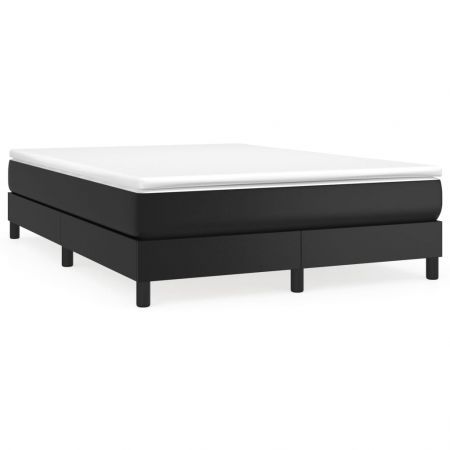 Box Spring Bed with Mattress Black 153x203 cm Queen Size Faux Leather