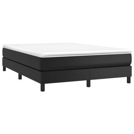 Box Spring Bed with Mattress Black 153x203 cm Queen Size Faux Leather