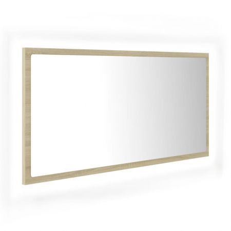 LED Bathroom Mirror Sonoma Oak 90x8.5x37 cm Acrylic