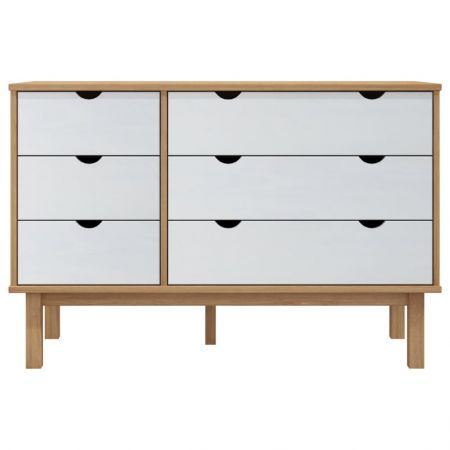 Drawer Cabinet OTTA Brown&White 111x43x73.5 cm Solid Wood Pine