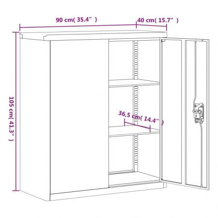 File Cabinet Anthracite and White 90x40x105 cm Steel