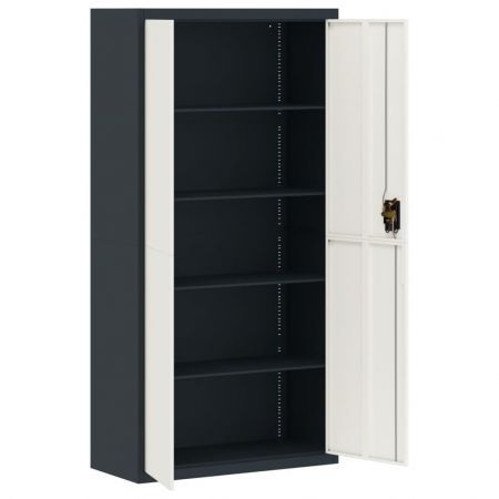 File Cabinet Anthracite and White 90x40x180 cm Steel