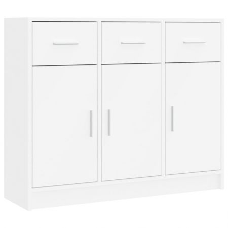 Sideboard White 91x28x75 cm Engineered Wood