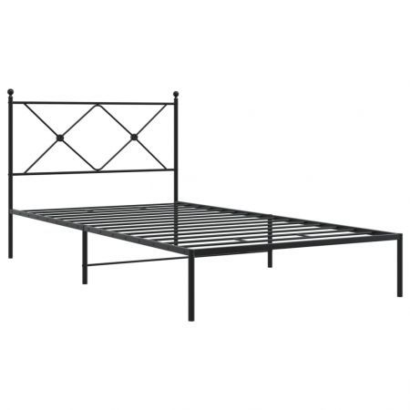 Metal Bed Frame with Headboard Black 106x203 cm King Single Size