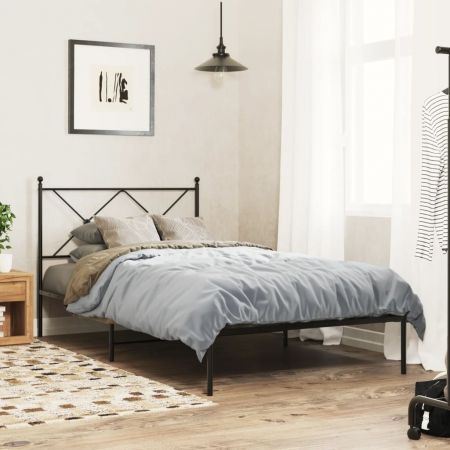 Metal Bed Frame with Headboard Black 106x203 cm King Single Size