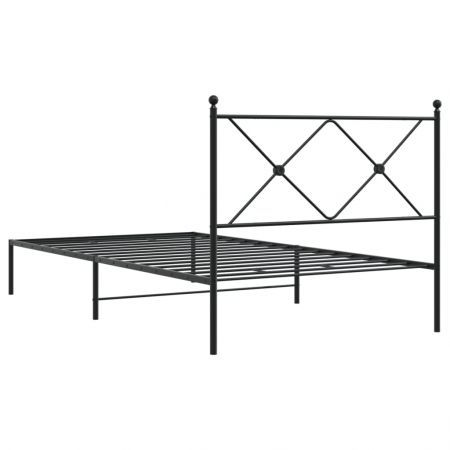 Metal Bed Frame with Headboard Black 106x203 cm King Single Size