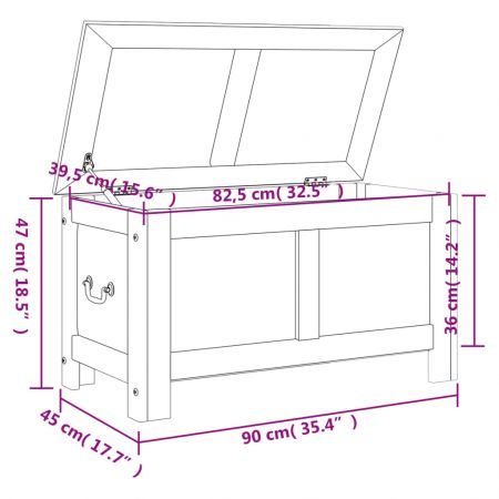 Storage Chest with Lid Brown and White Solid Wood Acacia