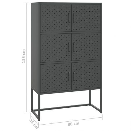 Highboard Anthracite 80x35x135 cm Steel