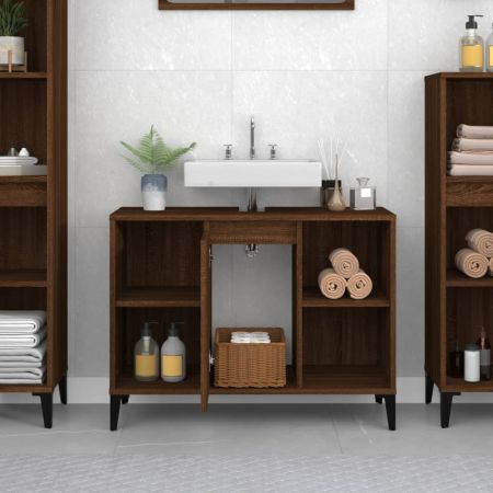 Sink Cabinet Brown Oak 80x33x60 cm Engineered Wood