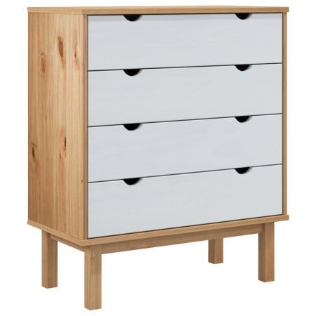 Drawer Cabinet OTTA Brown&White 76.5x39.5x90cm Solid Wood Pine